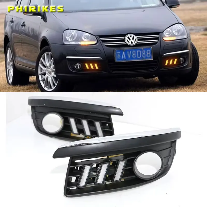 2x específico para VW Jetta MK5 Sagitar 2006 2007 2008 2009 2010 luces de circulación diurna LED DRL marco de cubierta de lámpara antiniebla