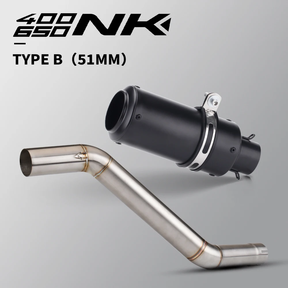 Tubo intermedio escape 51mm inoxidable para 400NK 650NK