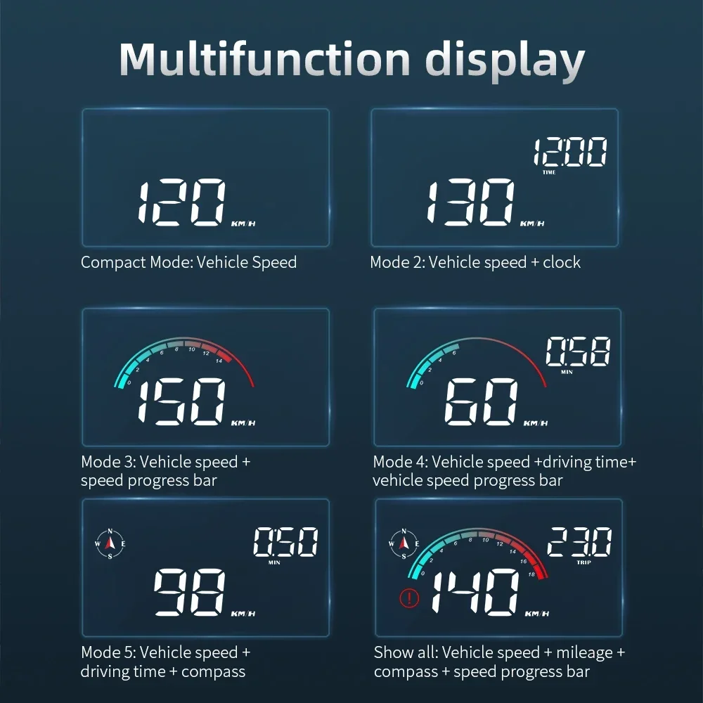 Pantalla HUD universal para coche con GPS: velocímetro digital - imagen 2