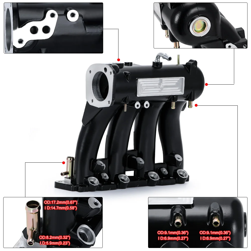 Colector de admisión aluminio PQY-IM51 D15 D16 Honda Civic CRX Del Sol - imagen 5
