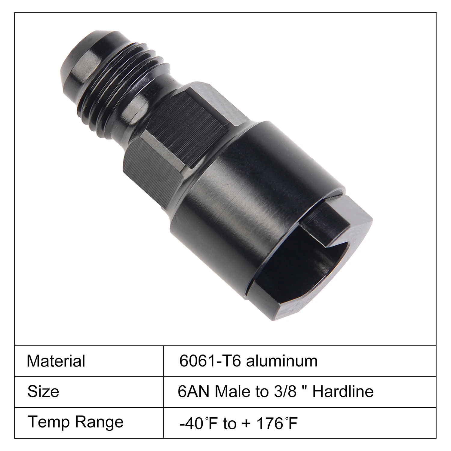 Adaptador aluminio línea combustible 5/16" hembra a AN6 macho EFI