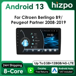 Autoradio Android 2DIN Hizpo táctil Citroën Berlingo B9 Peugeot Partner 2008-2019