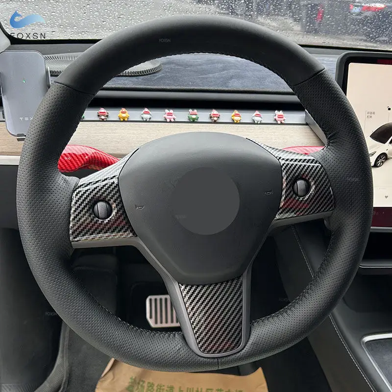 Funda de volante Tesla Model 3 y Model Y en cuero cosido a mano