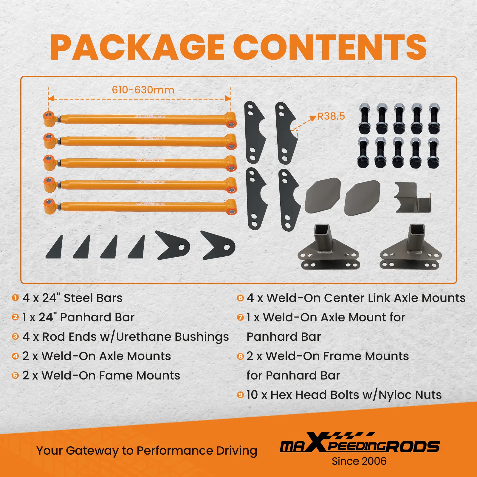 Kit suspensión 4 eslabones trasera – acero para coche clásico - imagen 5