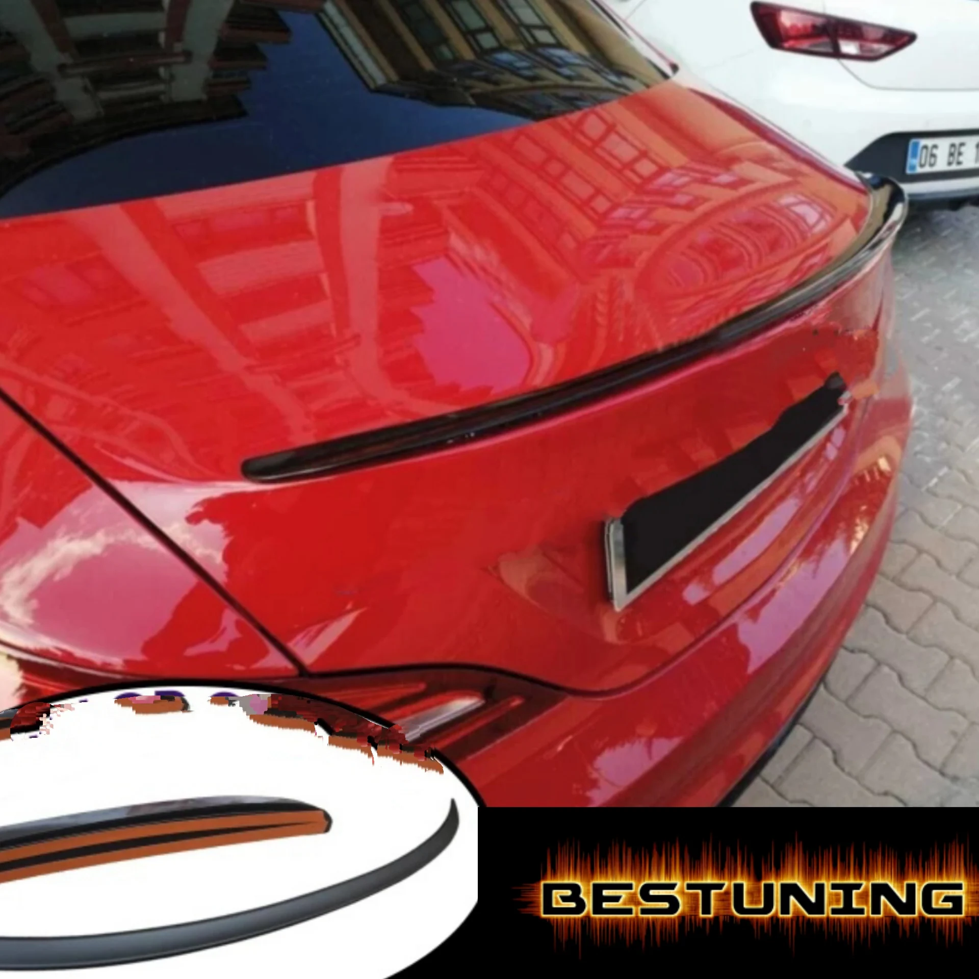 Alerón maletero trasero Mercedes CLA 180D en plástico negro brillante