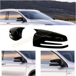 Cubierta de espejo estilo murciélago para Mercedes GLA X156 AMG, accesorio de piano brillante, funda negra, protectores de coche, piezas exteriores, 2014, 2018