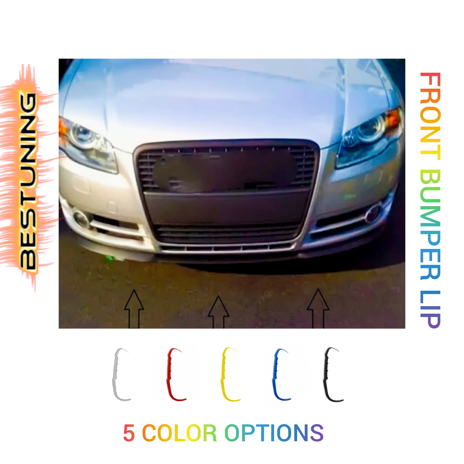 Cupra R alerón de parachoques delantero para Audi S4 Rs4 B7 A4 accesorios de coche Universal 3 uds Kit de carrocería de labio piezas exteriores de sintonización - imagen 4