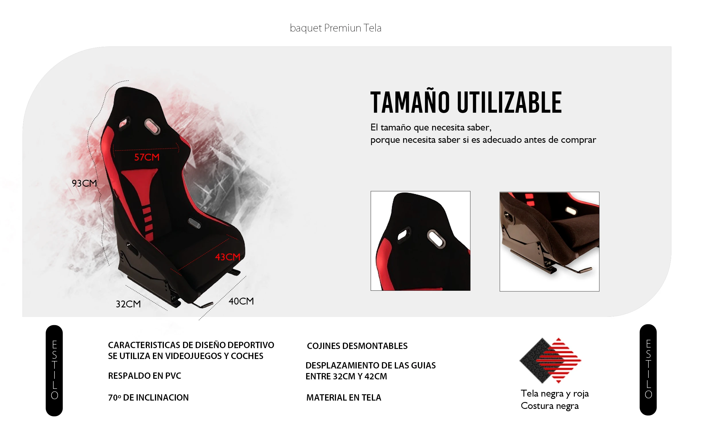 Baquet deportivo MODAUTO lateral