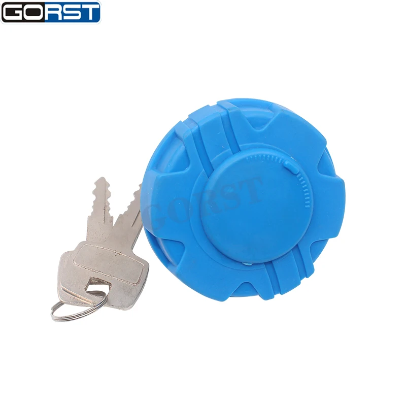 Vista frontal de la tapa azul GORST con llaves
