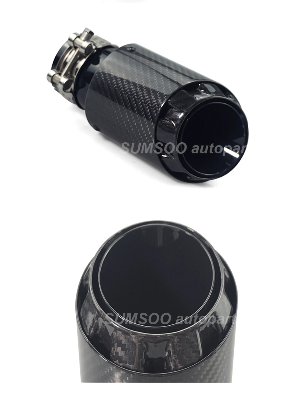 Detalle de unión entre fibra de carbono y acero inoxidable negro