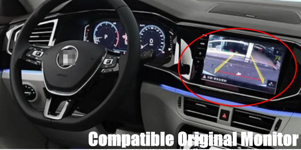 Cámara de visión trasera instalada en VW Passat