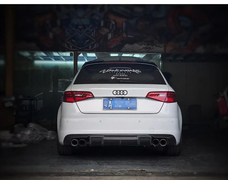 Vista frontal del spoiler instalado en Audi A3 Sportback