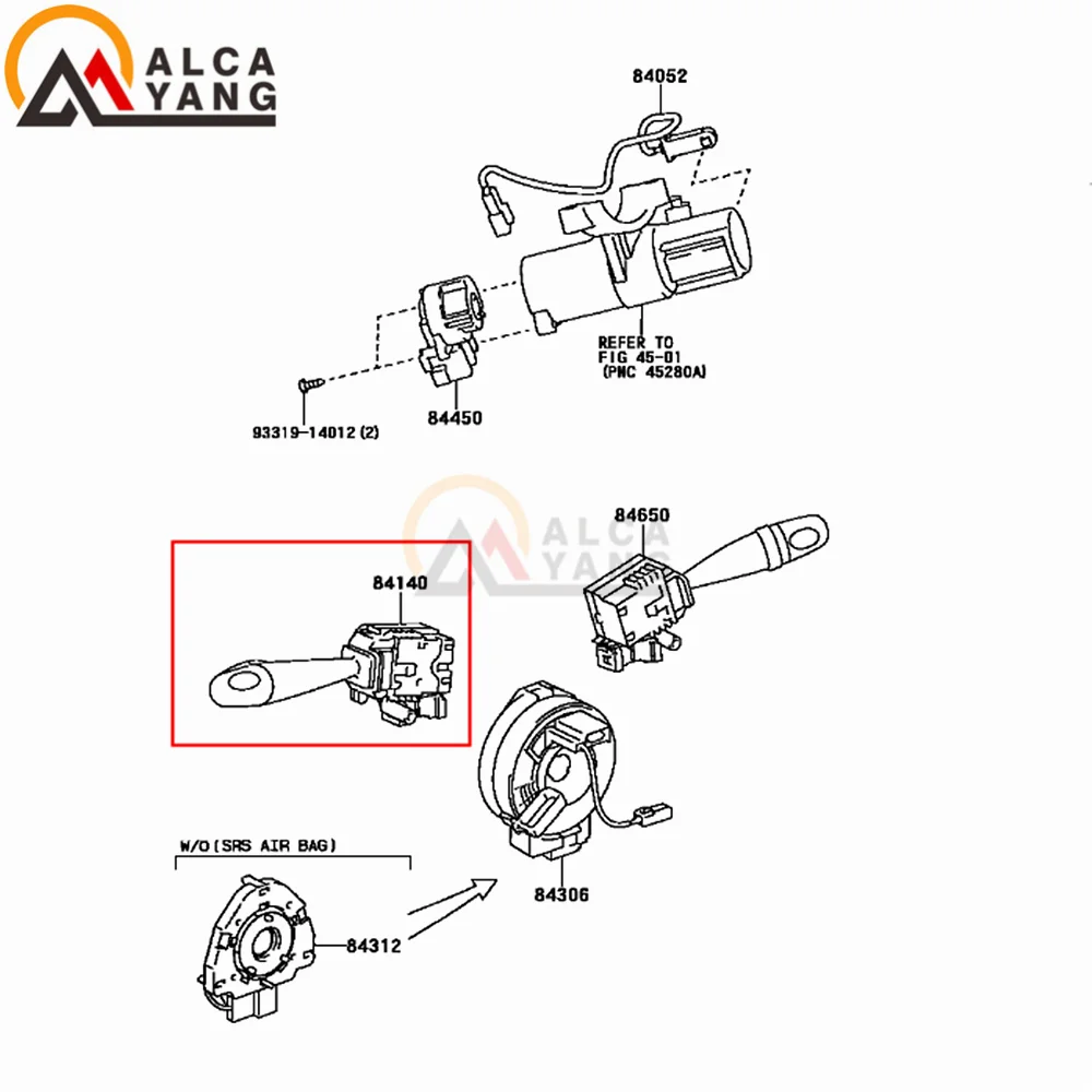 Interruptor antiniebla Toyota Soluna Vios 84140-0D020 - vista frontal del conector