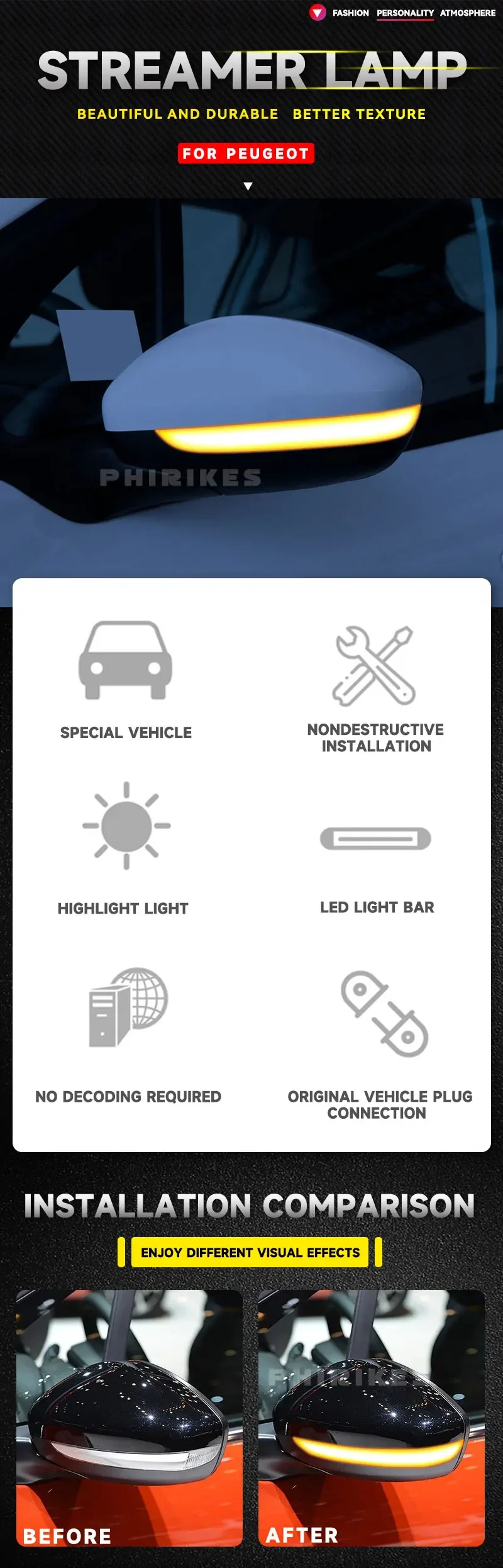 Luces LED dinámicas para intermitentes de espejo lateral