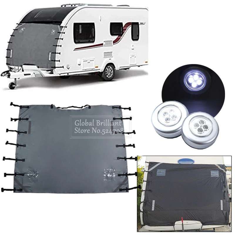 Cubierta protectora frontal de caravana con franjas reflectantes