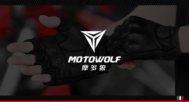 Guantes fingerless de cuero para motociclista