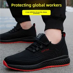 Zapatos de Seguridad para Hombre con Suela Suave, para Todas las Temporadas, con Puntera de Acero Anti-Pinchazos y Anti-Impactos, Suela de Goma Antideslizante