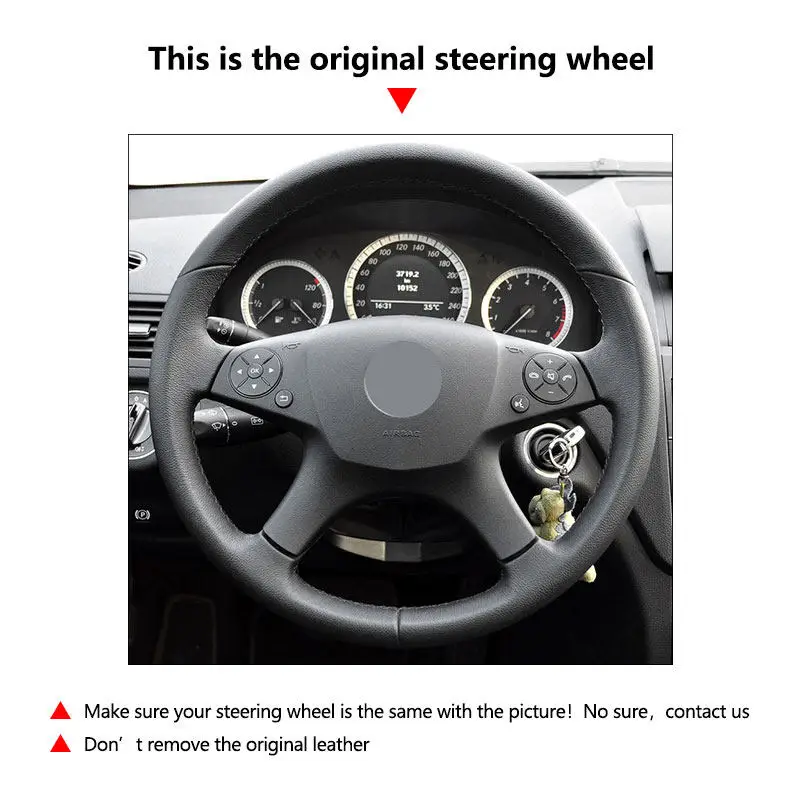 Funda de volante microfibra con detalle rojo para Mercedes Benz Clase C W204