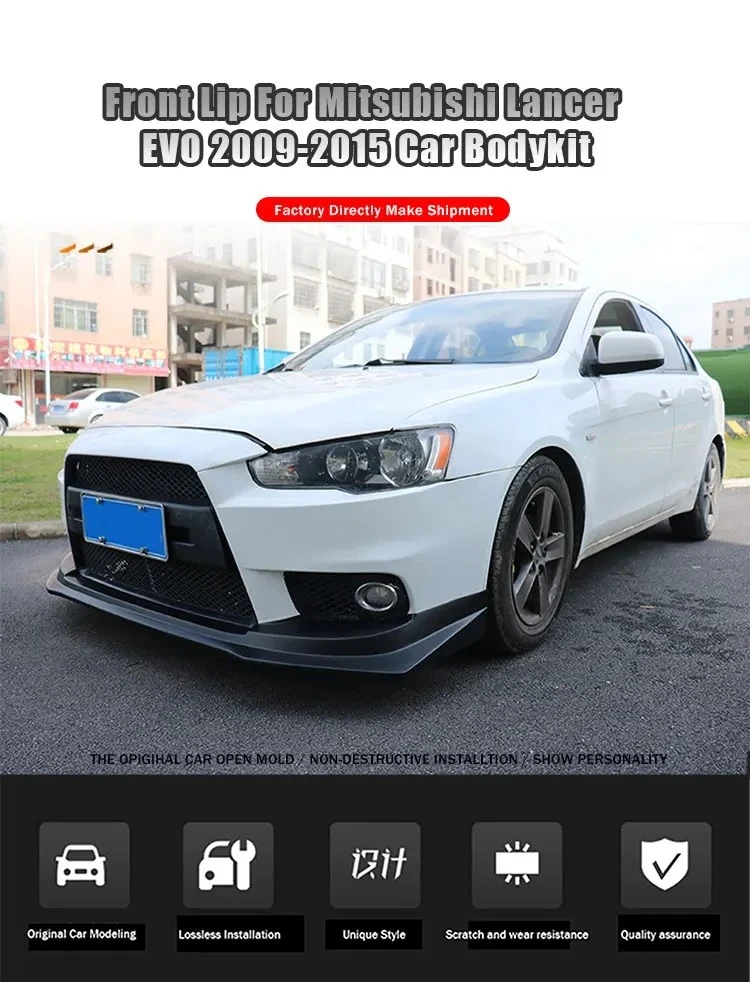 Labio delantero del parachoques ABS para Mitsubishi Lancer EVO