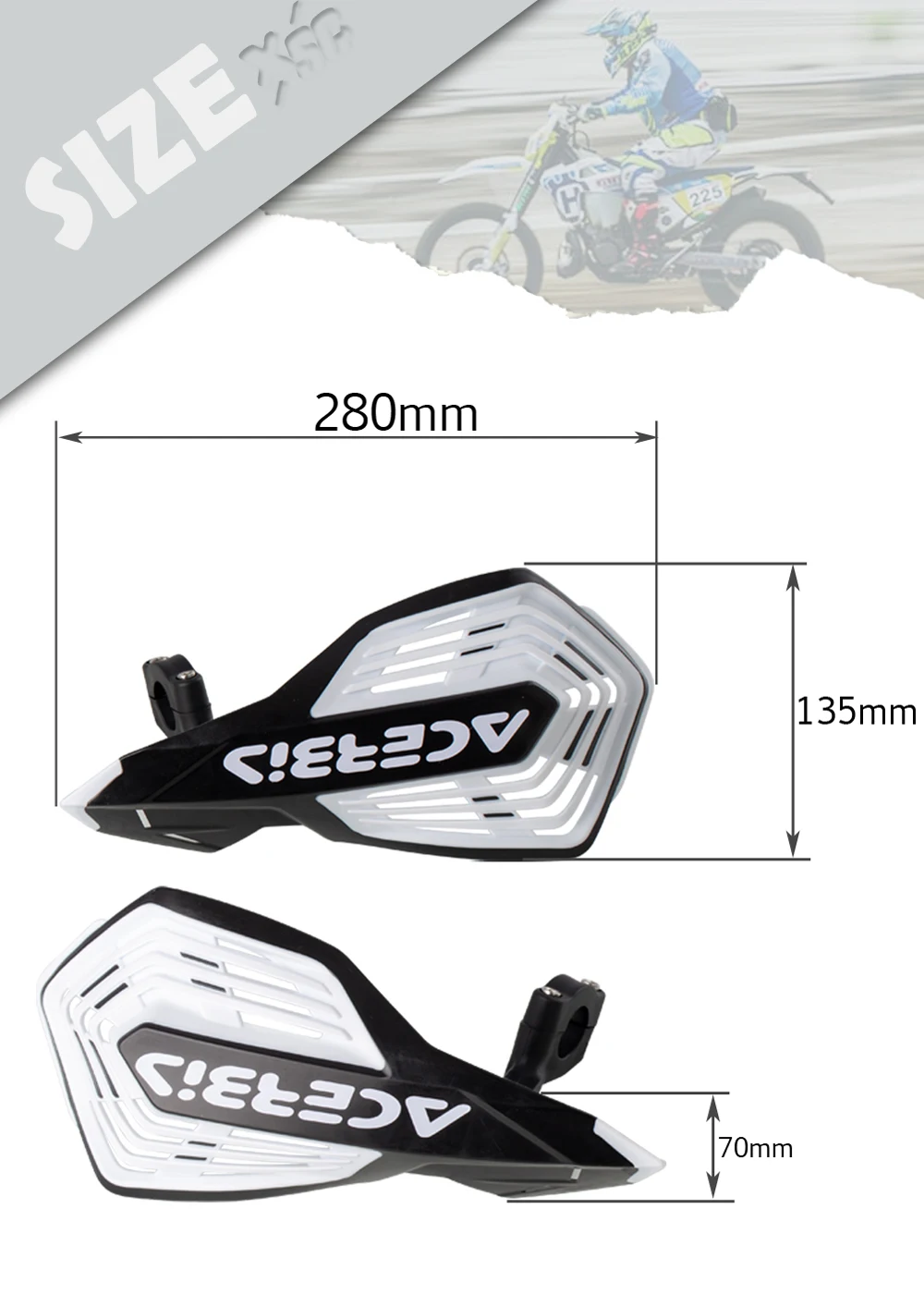 Conjunto de protectores montados en una motocicleta de enduro