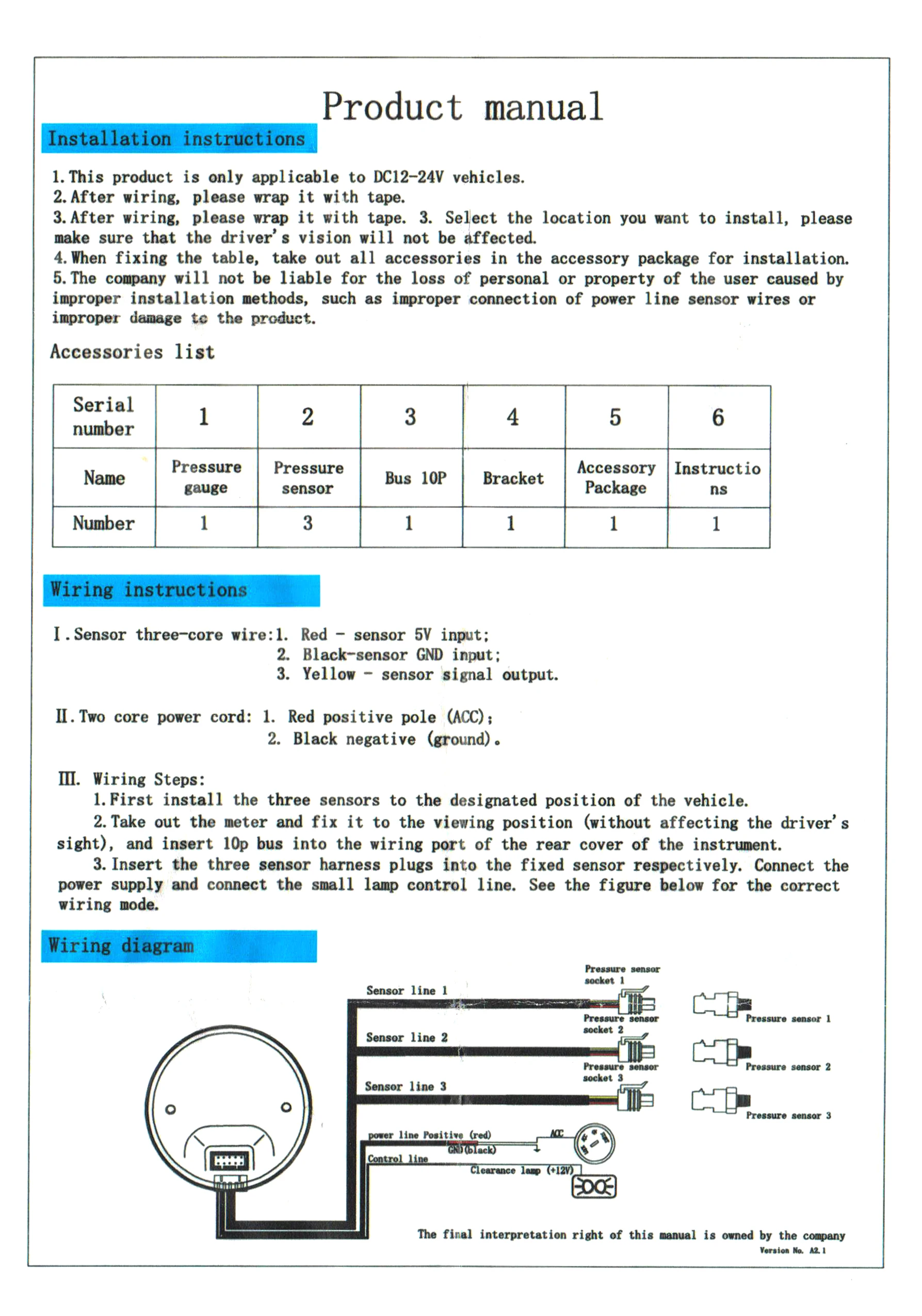 Medidor de presión de aire triple display