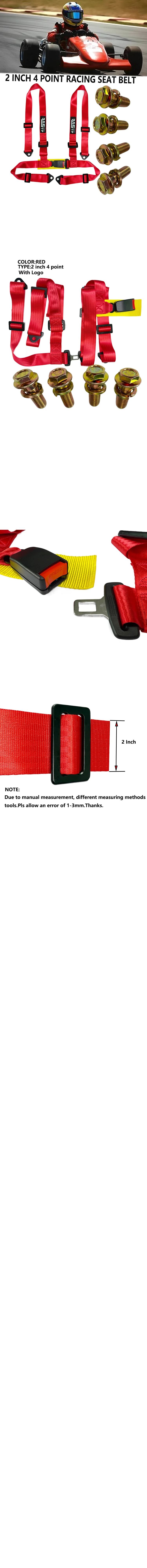 Cinturón de seguridad de carreras rojo de 4 puntos