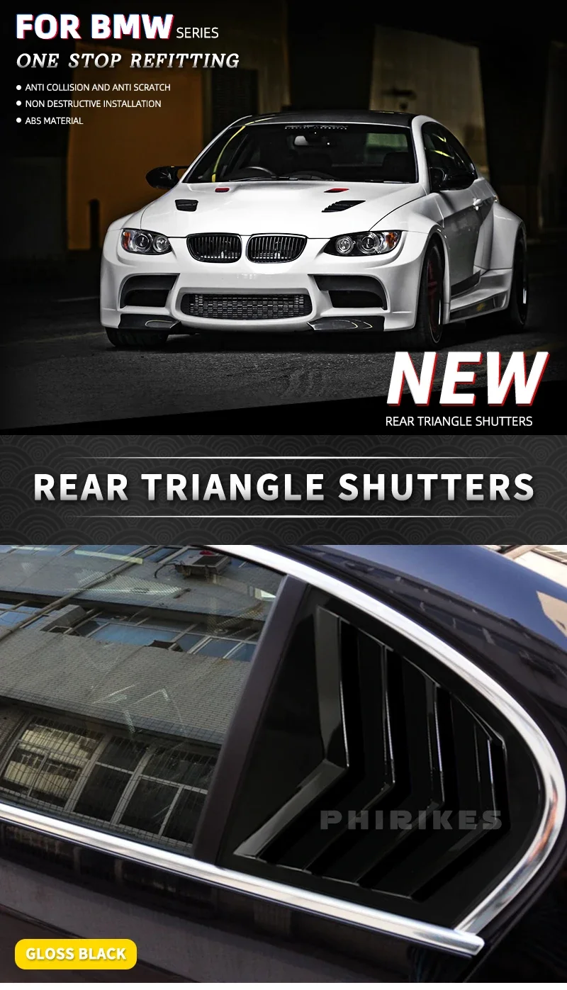 Cubierta embellecedora de persiana para ventana lateral trasera BMW Serie 5 E60 vista frontal