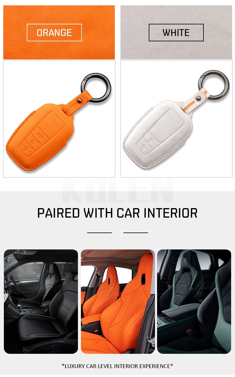 Funda abierta mostrando interior de cuero