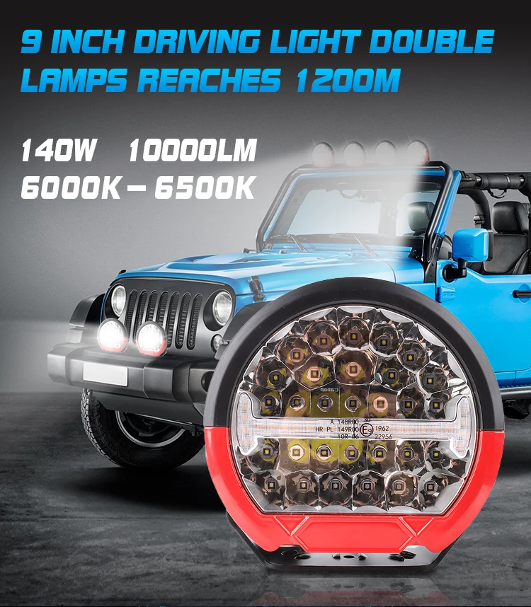 Foco LED todoterreno 9 pulgadas vista frontal