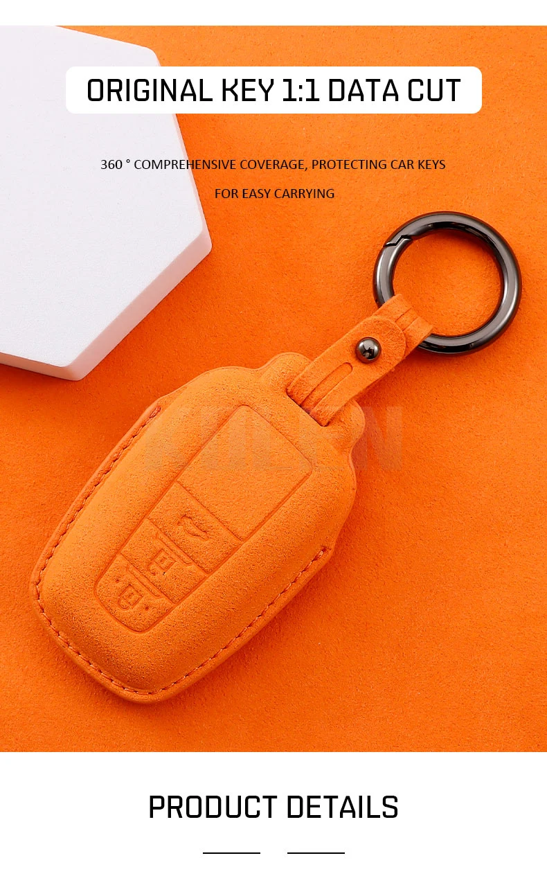 Funda de cuero con costuras visibles