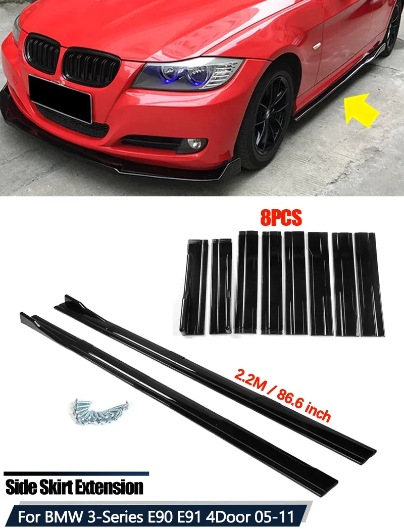 Faldones laterales BMW E90 ABS negro brillante