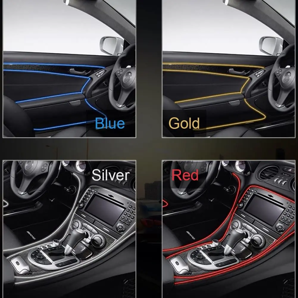 Aplicación de la moldura flexible en un panel interior del coche