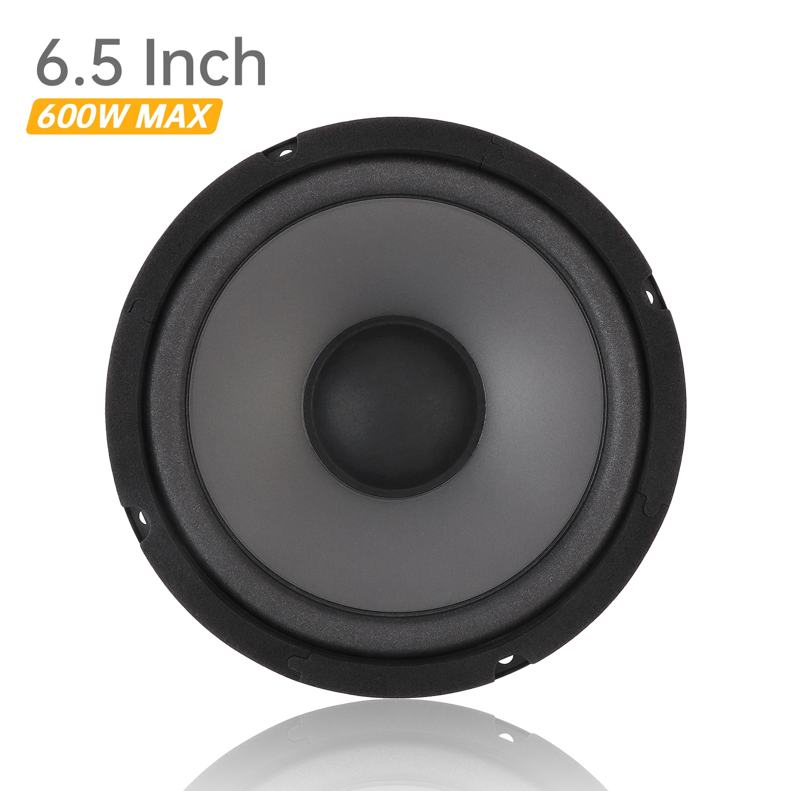Altavoz coaxial DRISENTRI 6,5 pulgadas vista frontal con borde metálico