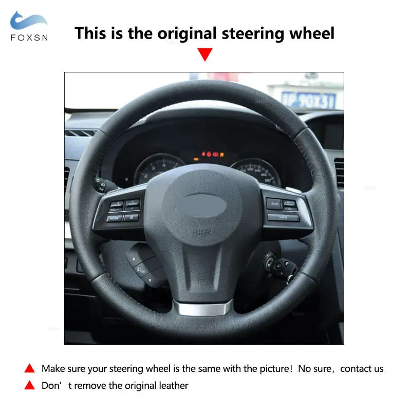 Protector de volante de cuero perforado para Subaru