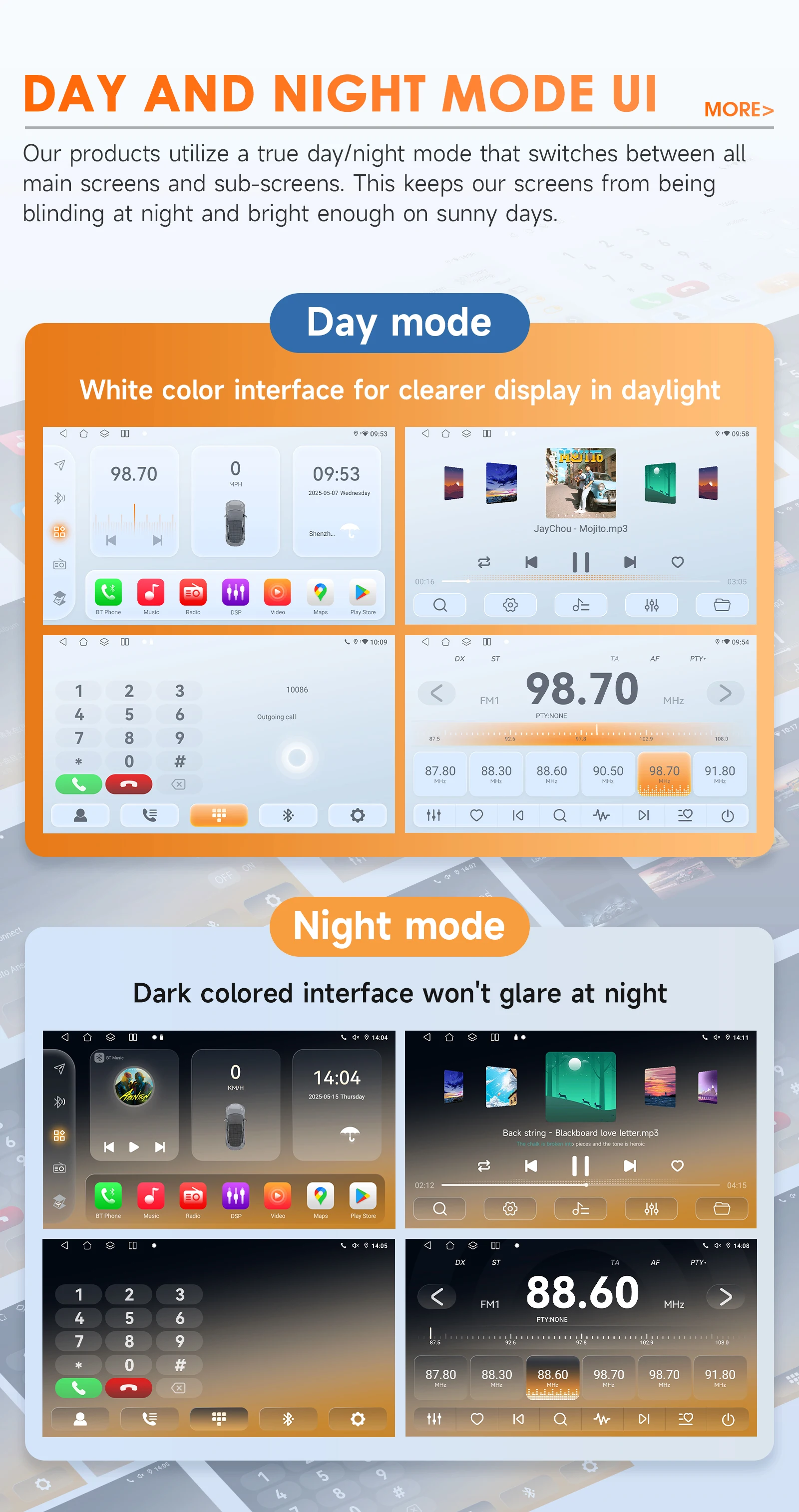 Pantalla QLED y interfaz día/noche