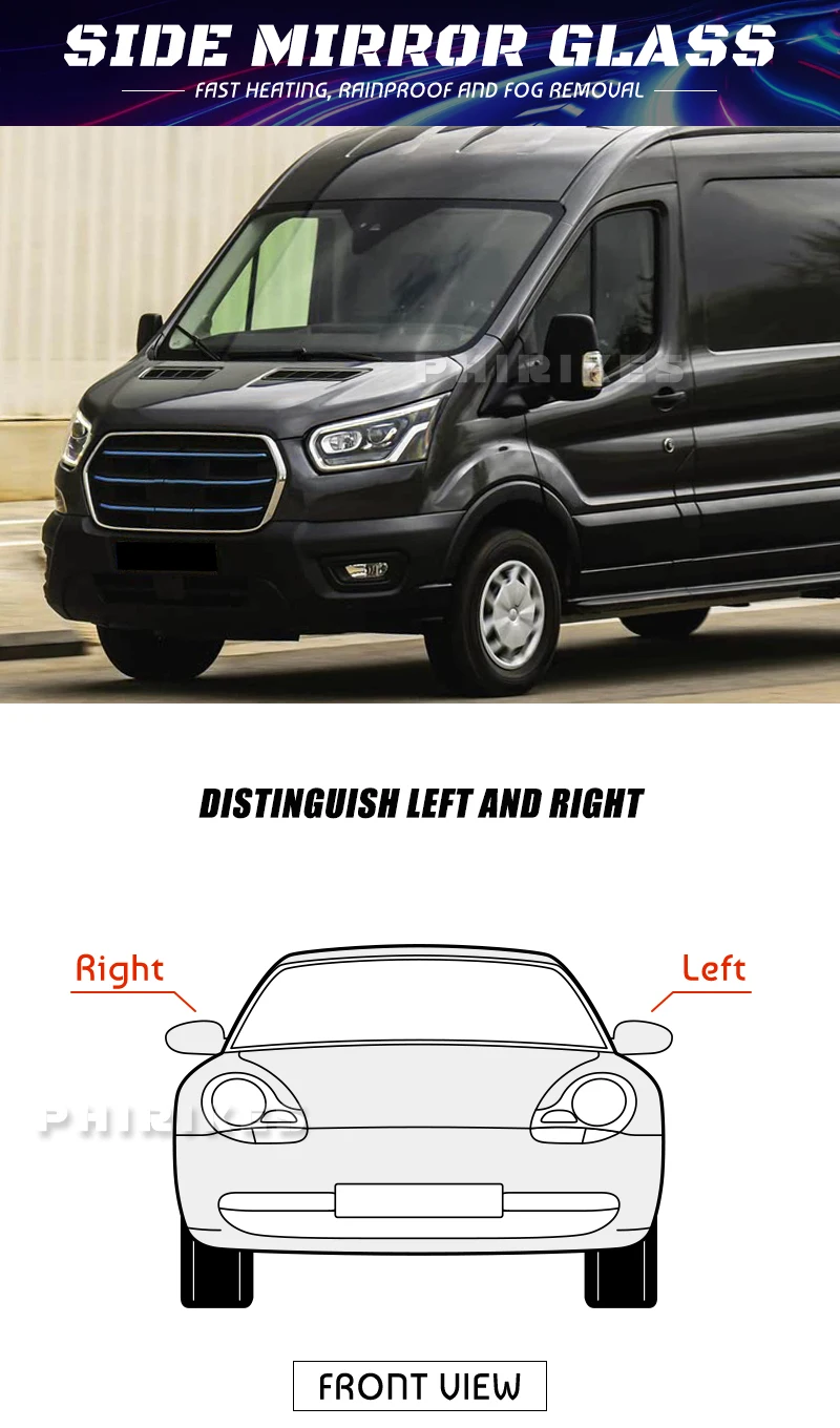 Espejo retrovisor lateral calefactable para Ford Transit
