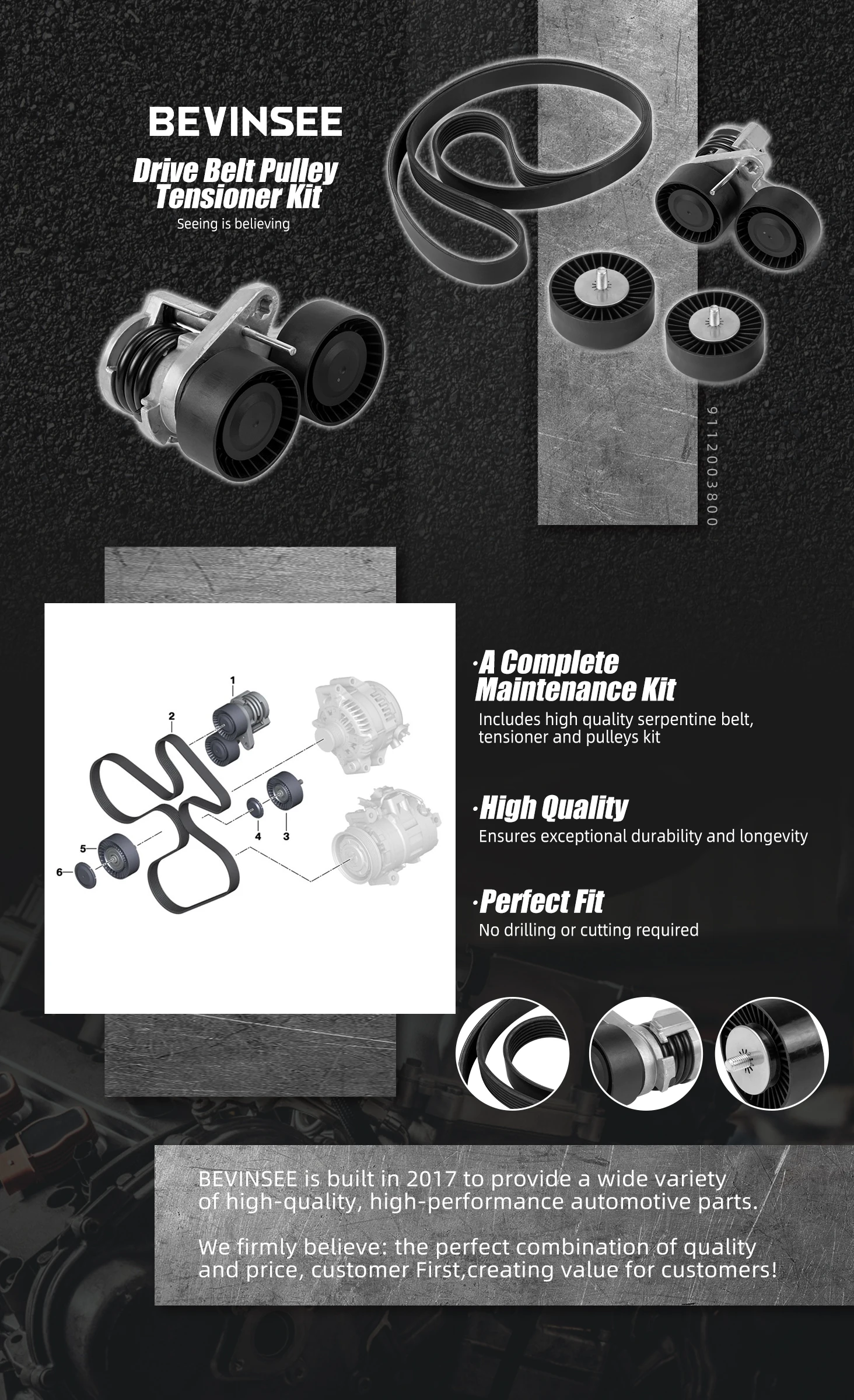 Kit tensor correa distribución BEVINSEE para BMW N54