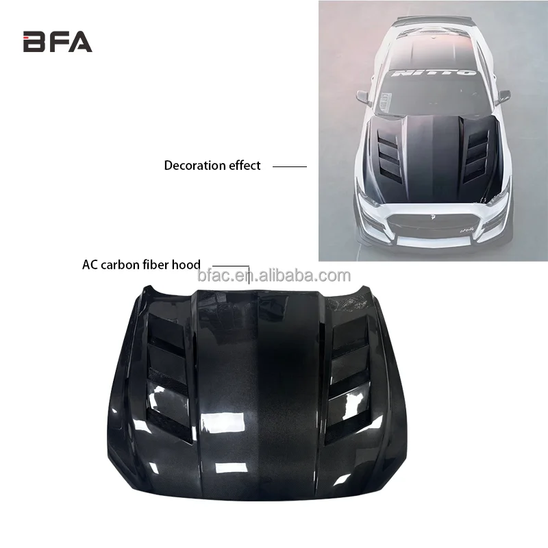 Capó de fibra de carbono estilo AC para Mustang