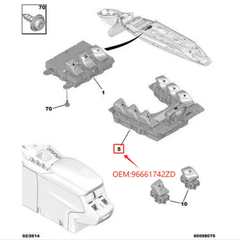 Cubierta interruptor DS5 – vista frontal