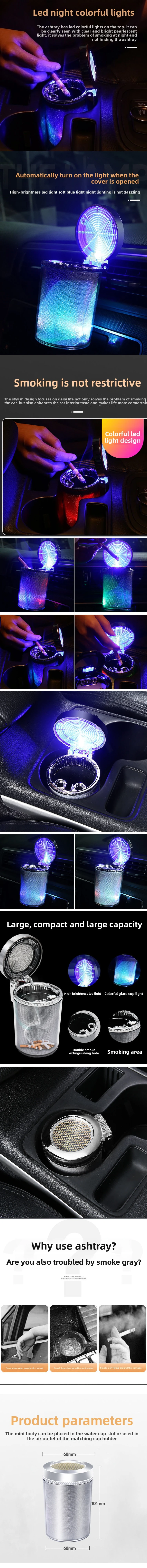 Cenicero de coche con luz LED