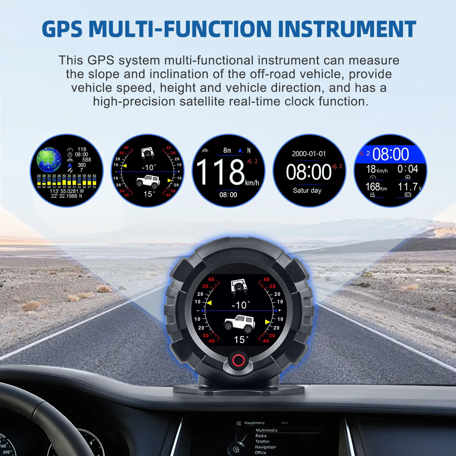Inclinómetro GPS X95 montado en todoterreno