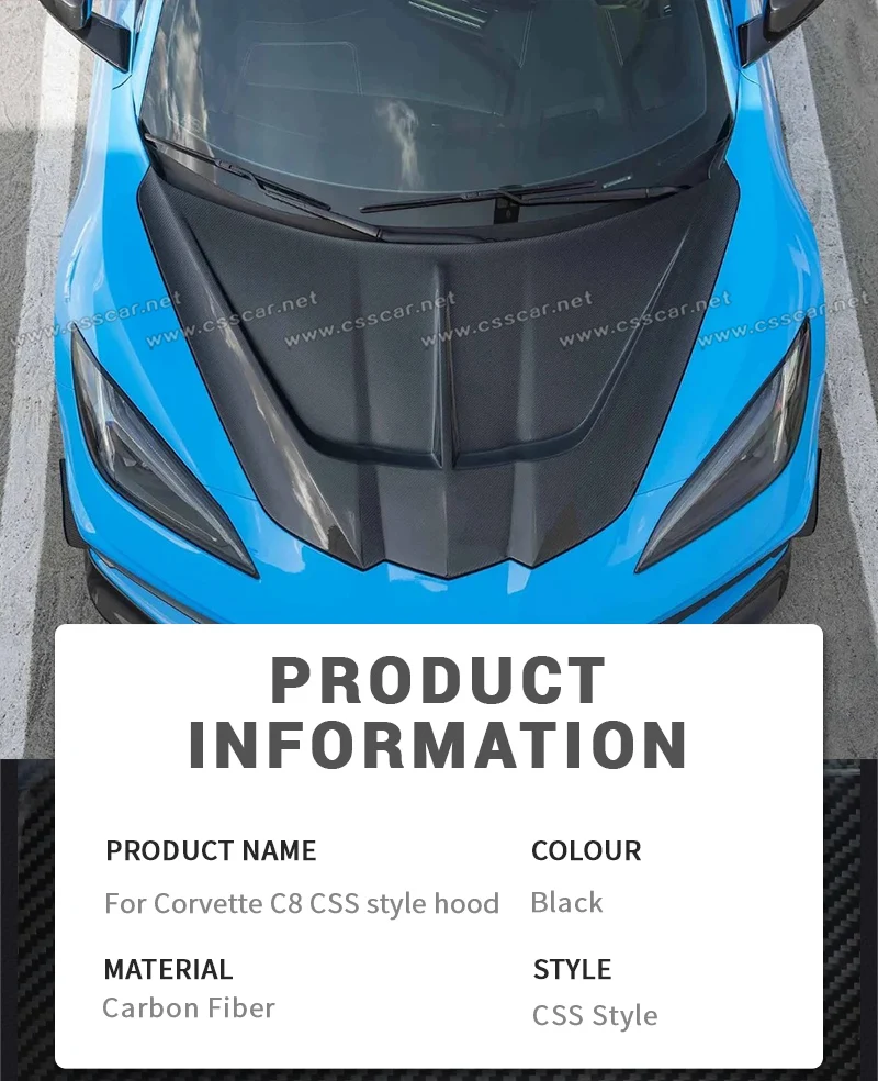 Cubierta de motor de fibra de carbono para Corvette C8