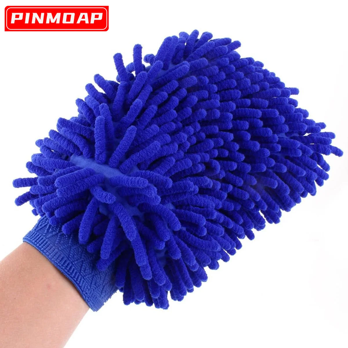 Guantes de chenilla azul para lavado de coche