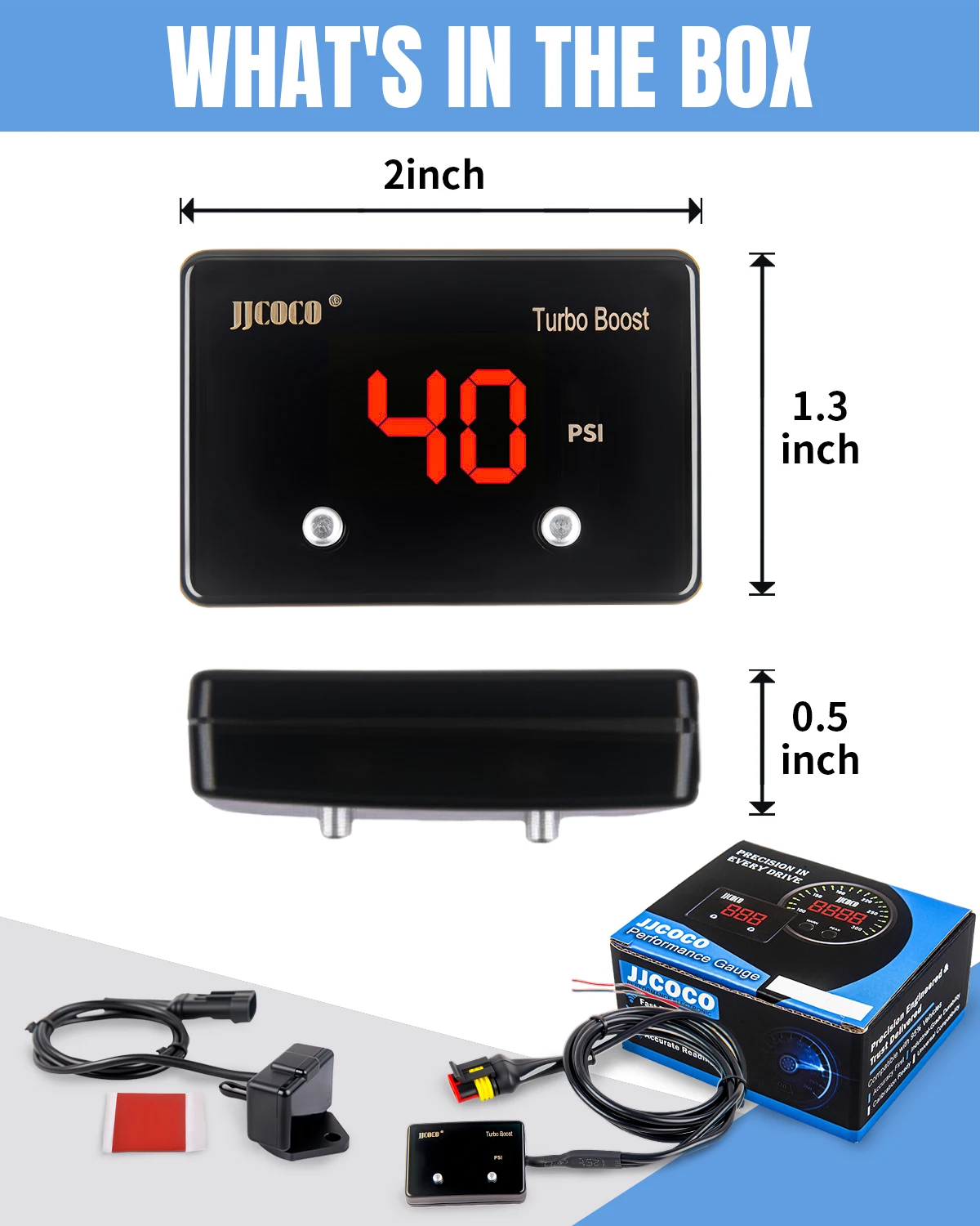 Medidor JJCOCO con pantalla LED azul visible