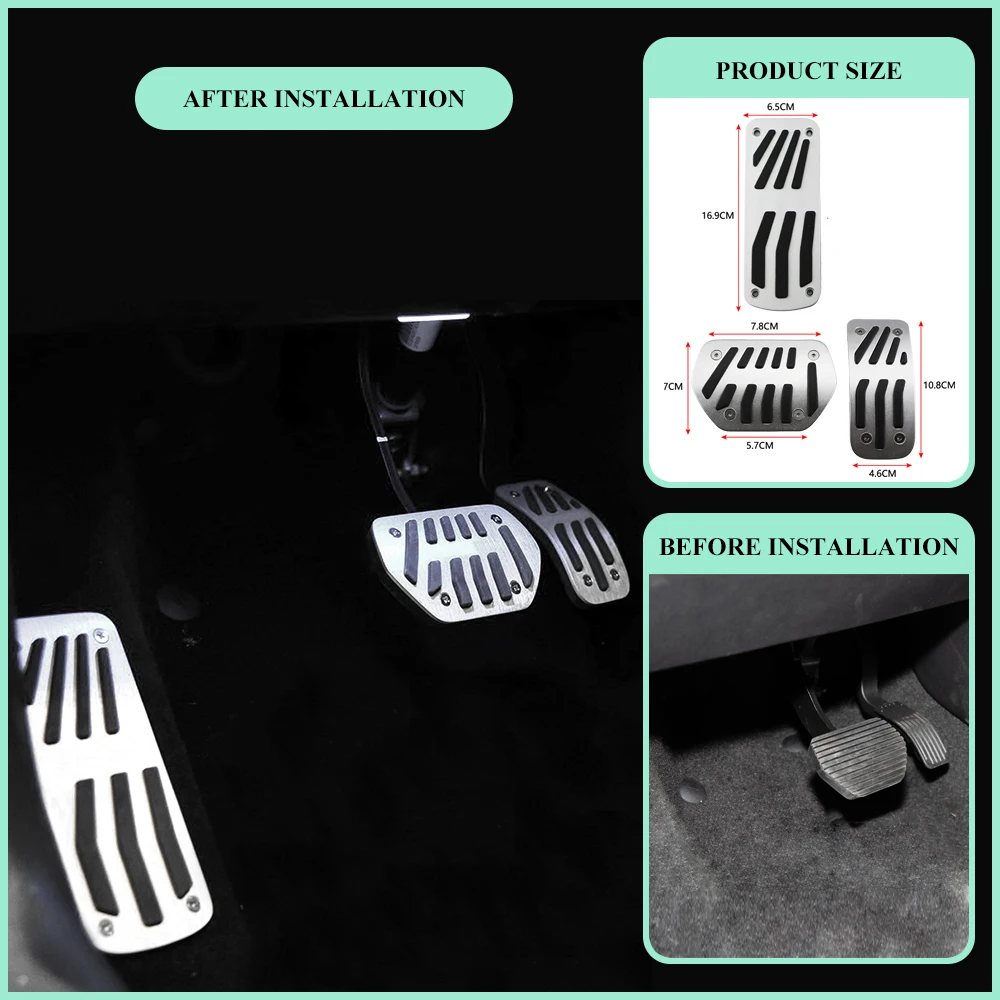 Detalle de las cubiertas de pedal de aluminio y caucho