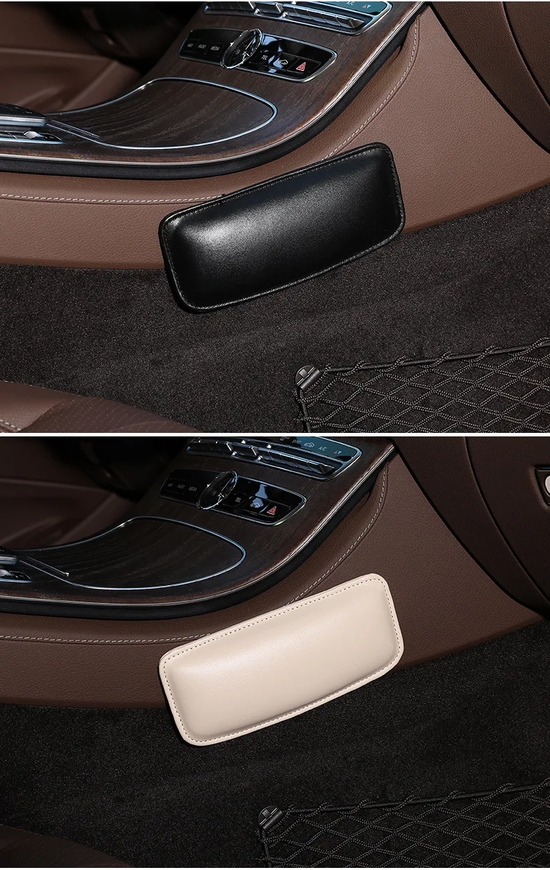 Rodillera instalada en asiento de coche mostrando uso real