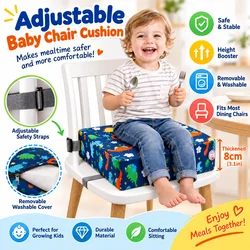 Cojín grueso para silla de bebé, asiento ajustable, cojín elevador para niños, plantilla elevadora para sillas de comedor de bebé, cojines de seguridad extraíbles.