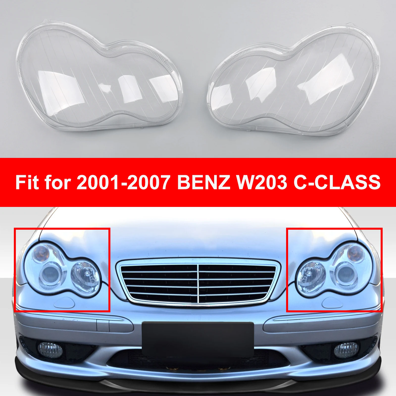 Carcasa de lente de faro izquierda para Benz W203