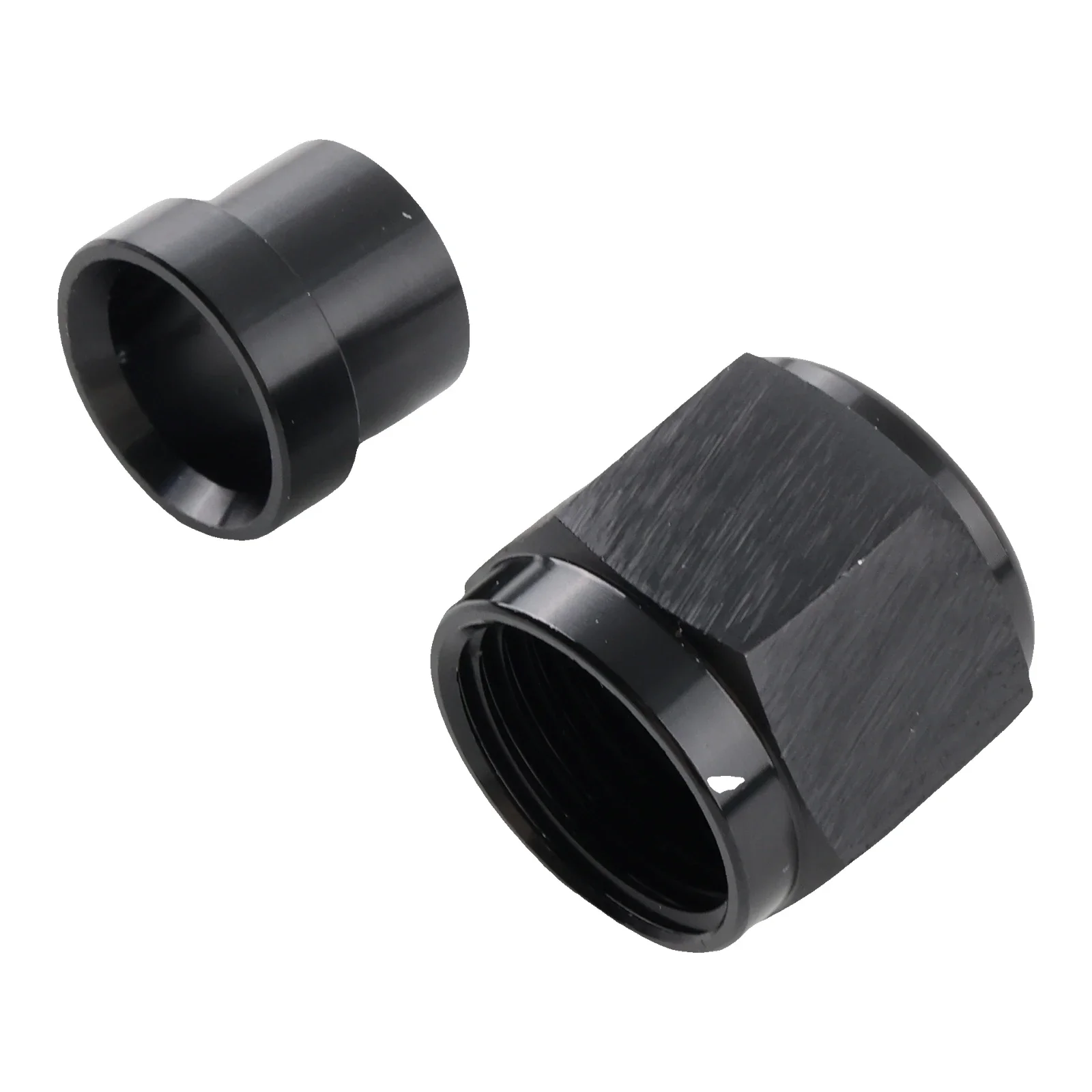 Tuerca y manguito de tubo AN en aluminio negro
