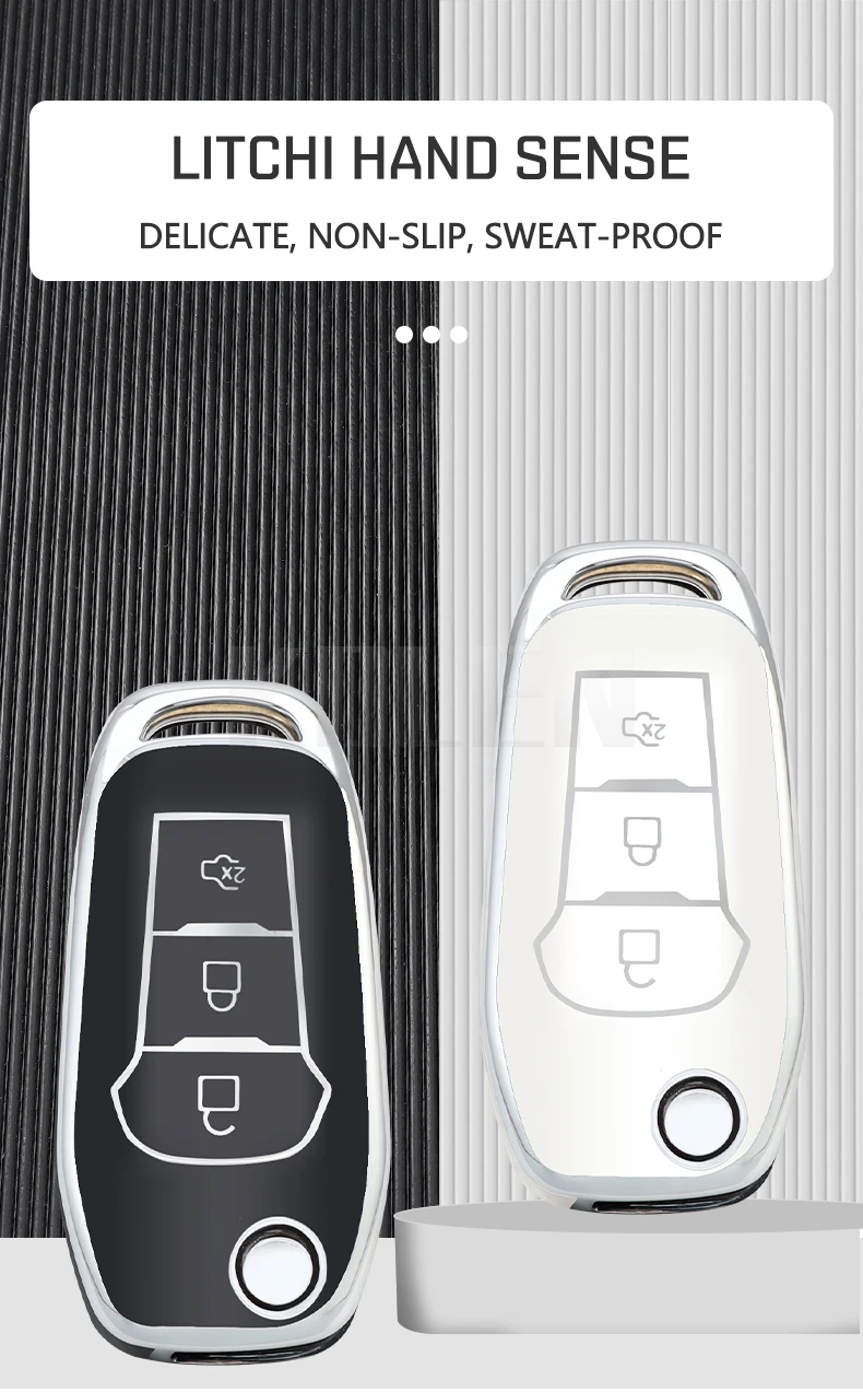 Funda protectora TPU para llave Ford KOLEN blanca, vista lateral